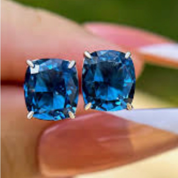 Nwt Est $300 Tanzanite Cz Blue Rose Cut Earrings In S925 Sterling Silver